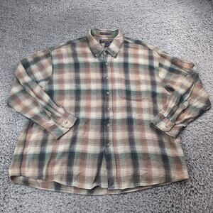 Chesterfield Shirt Men 2XL XXL Green Brown Tartan Flannel Casual Button Down